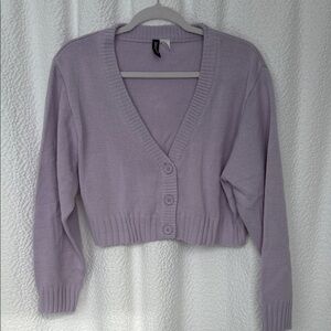 H&M Lavender Button-Up Cropped Women's Sweater